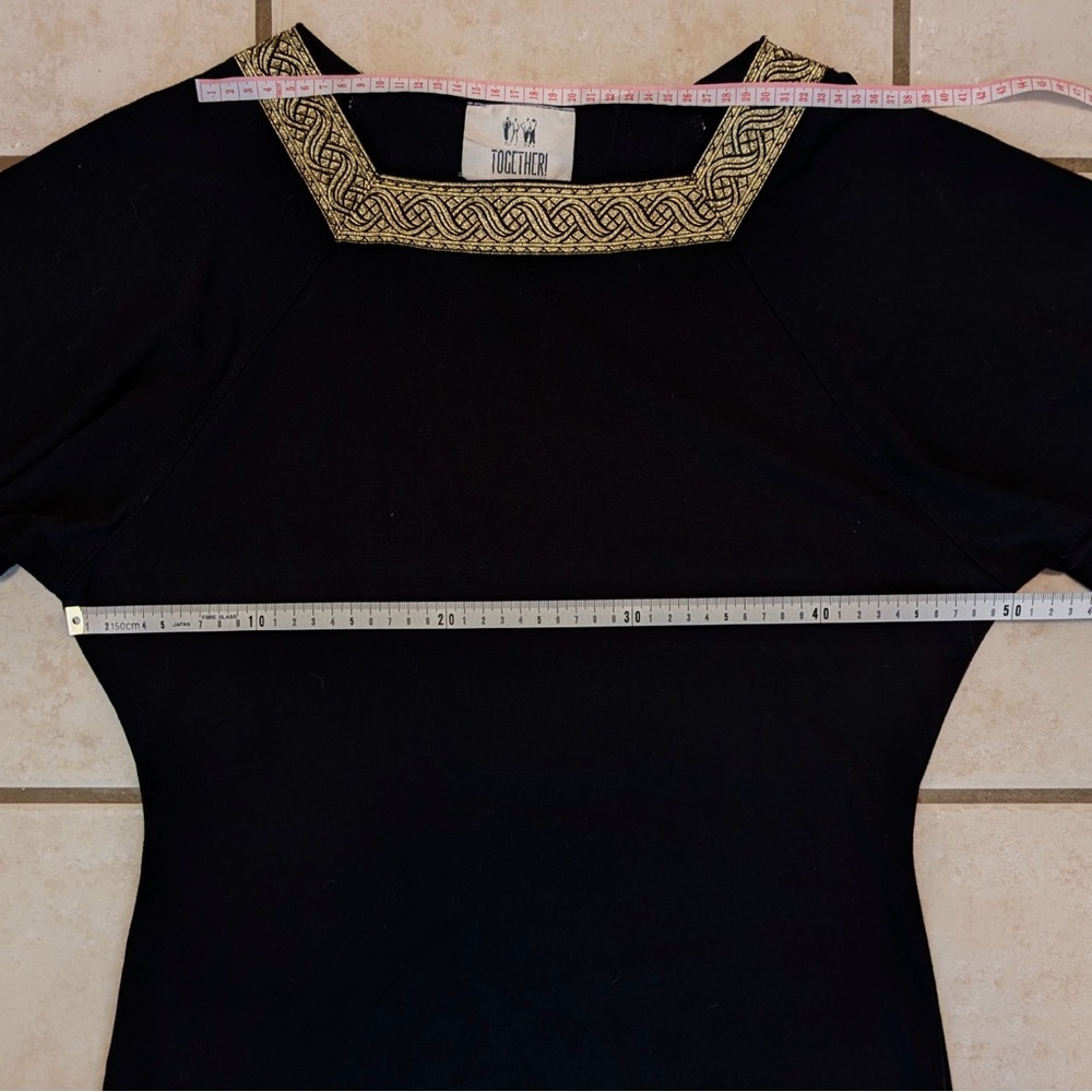 Real Y2K Vintage Together! Brand Gold and Black Dress Celtic Design Square Neck - Picture 4 of 9